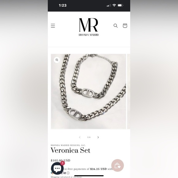 18K Gold Pig Nose Designer Necklace and Bracelet Set “Veronica Set” Curb Chain - Picture 2 of 9